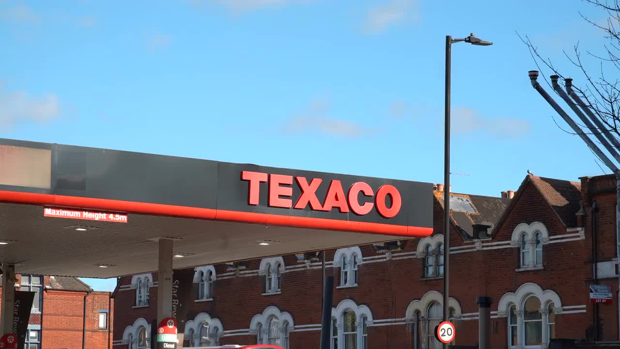 Texaco Gas Station in Urban Setting