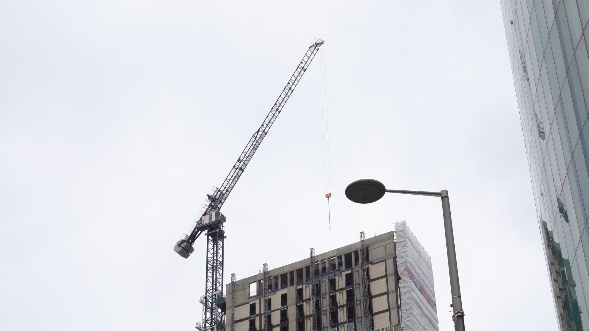 Urban Construction Crane Scene in Birmingham, UK