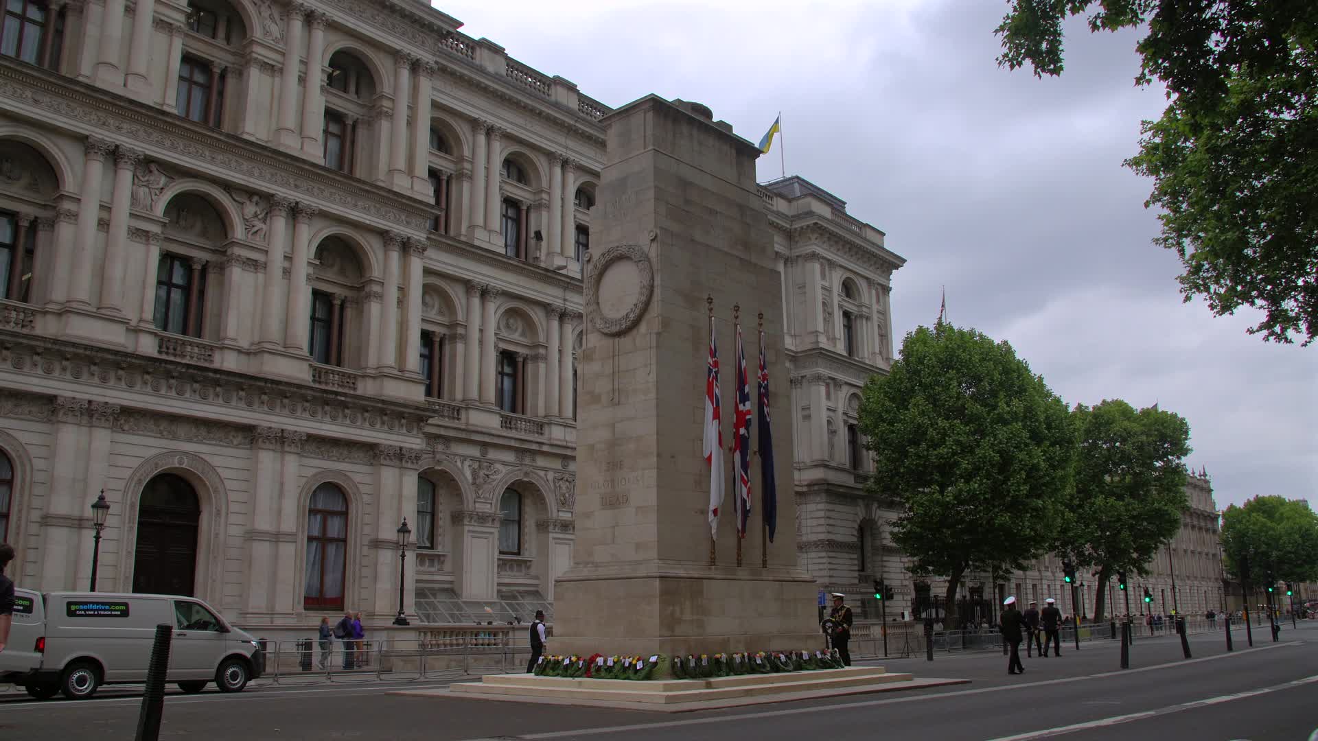 Cenotaph War Memorial in London on a Cloudy Day