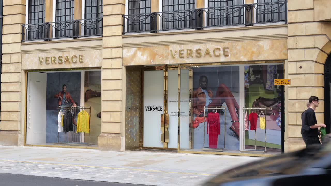 Versace Storefront in London Urban Setting