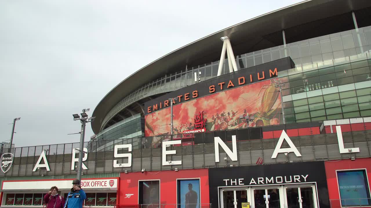 Emirates Stadium Exterior on Cloudy Day