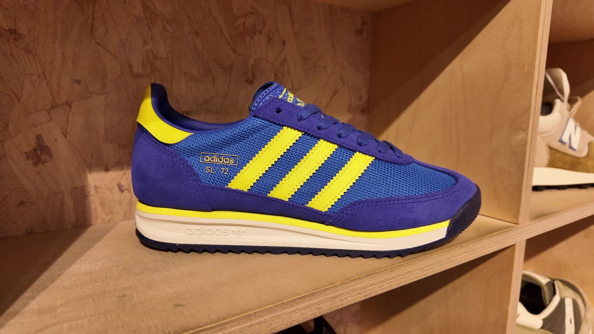 Adidas SL 72 Blue and Yellow Trainer Display