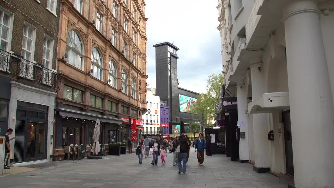 Busy Street Scene Near Odeon Cinema London