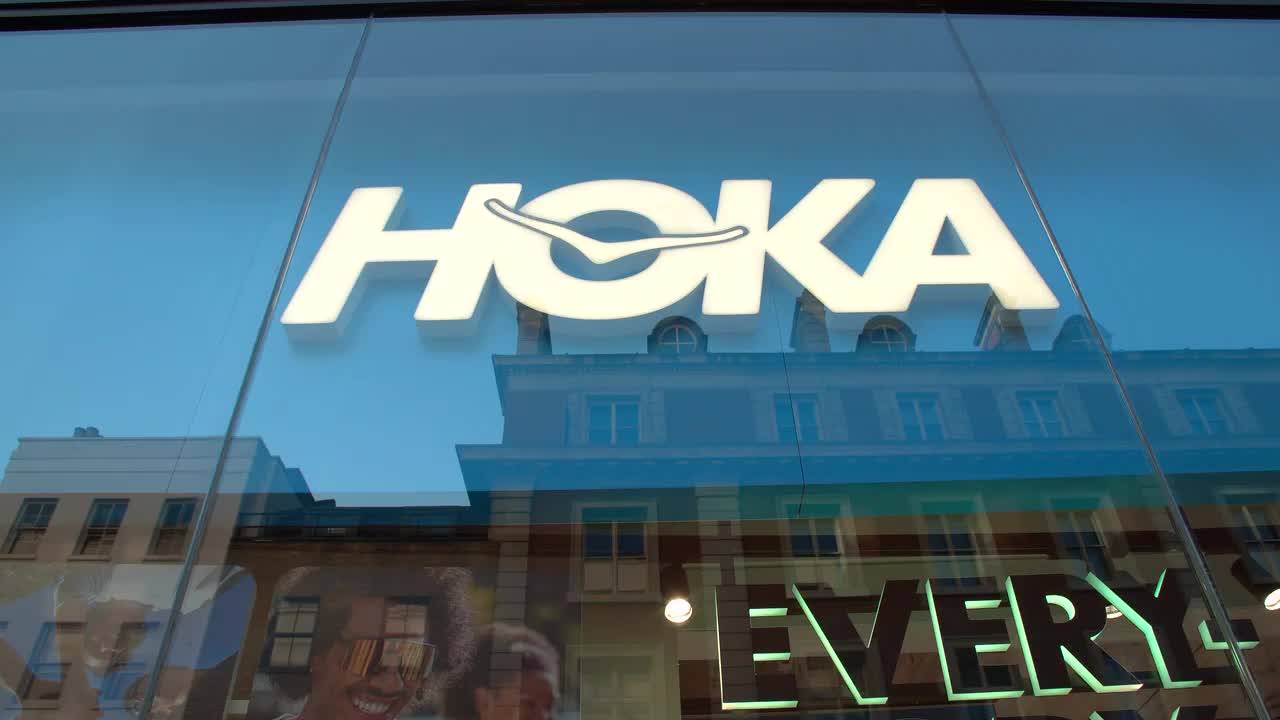 Hoka Storefront Sign in Urban Setting 4K