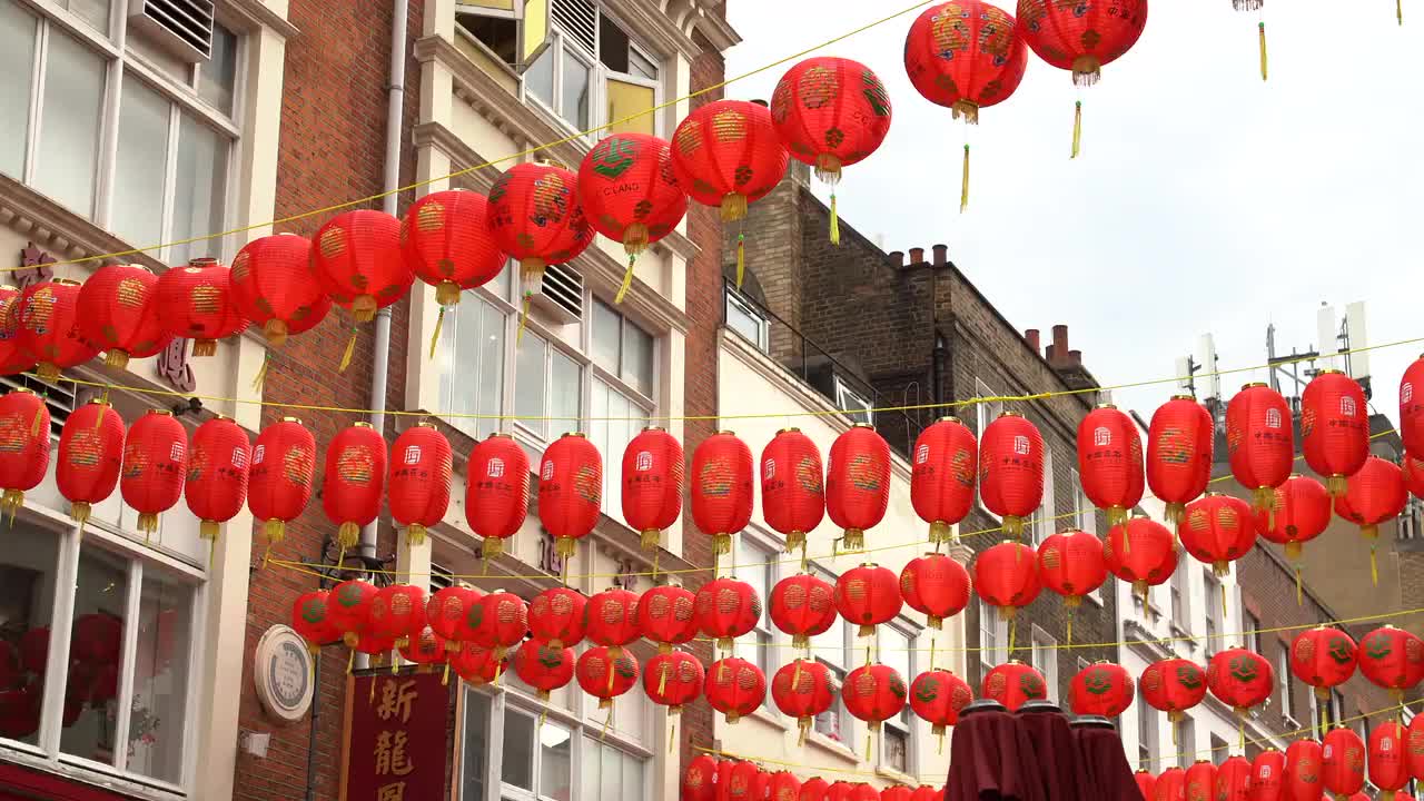 Colorful Red Lanterns in Soho Chinatown