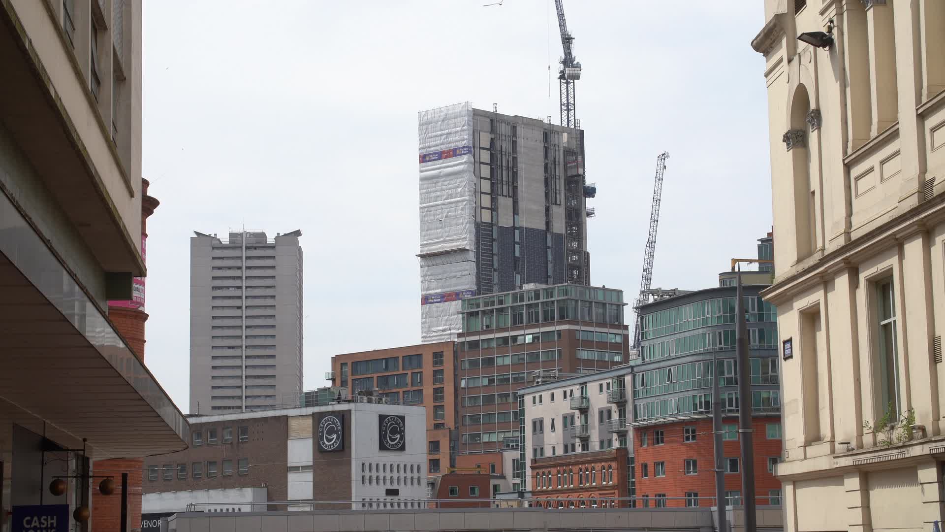 Cityscape with Construction and Urban Buildings