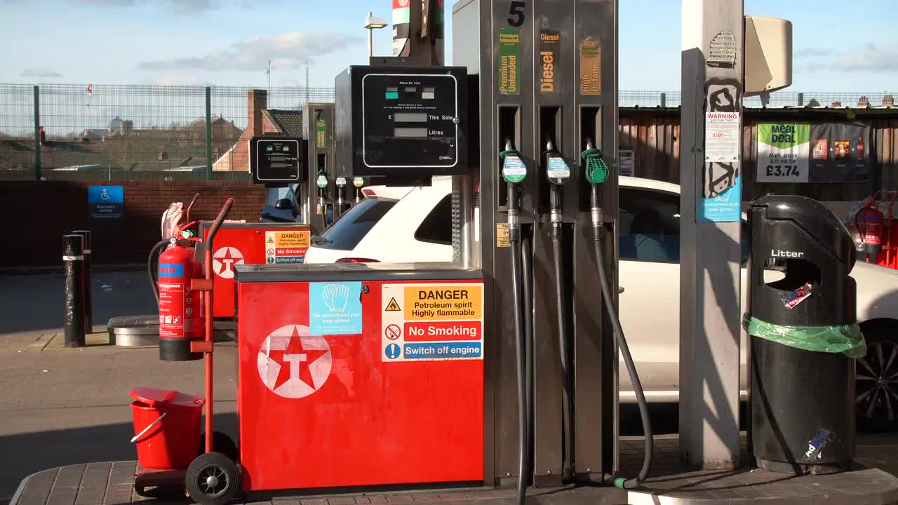 Texaco Gas Station Diesel Pumps on Sunny Day
