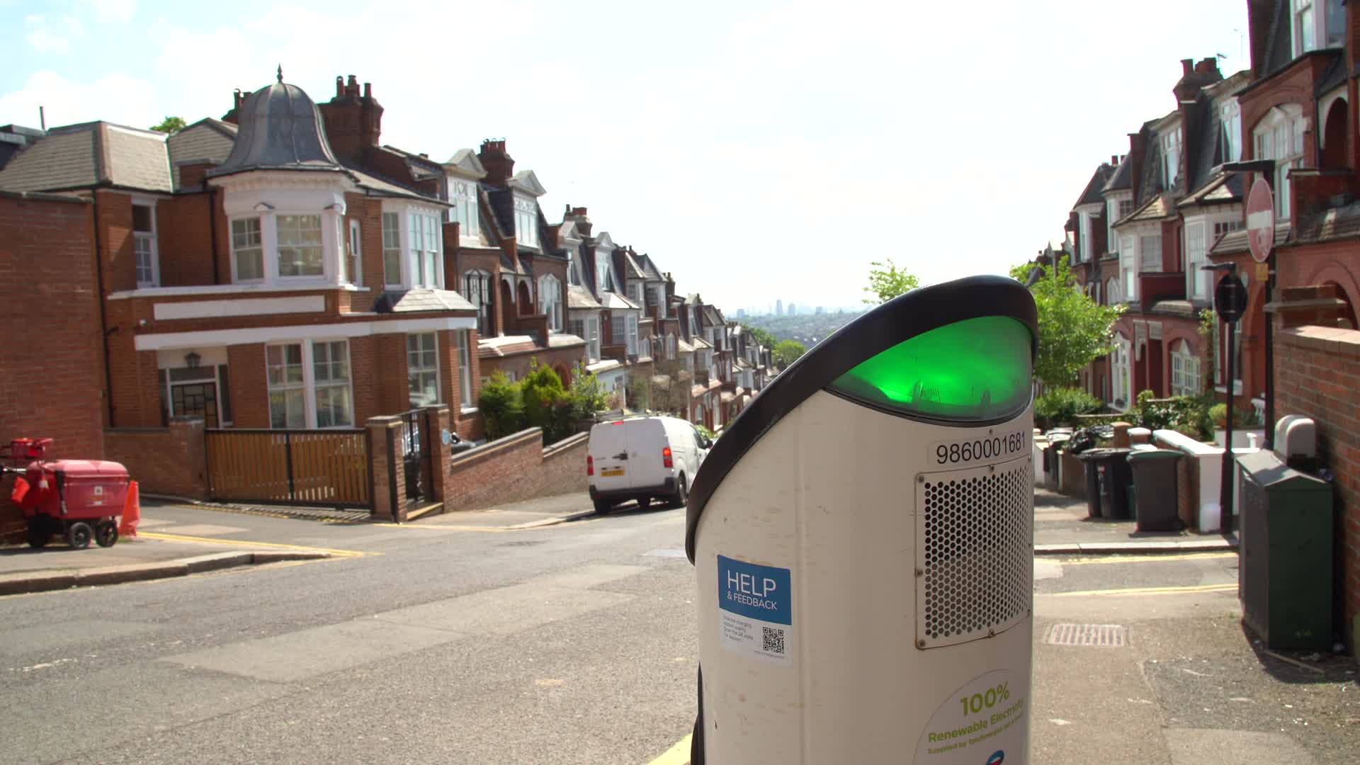 Electric Vehicle Charging Station on Residential London Street