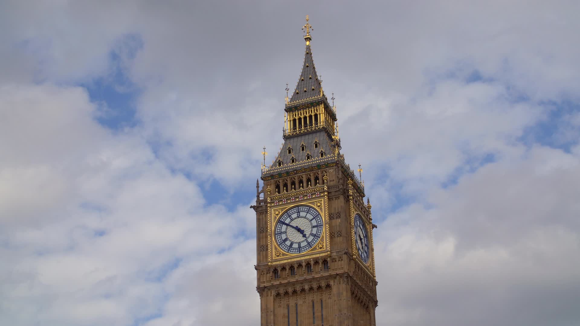 Close of Big Ben on a Cloudy Day in London, UK
