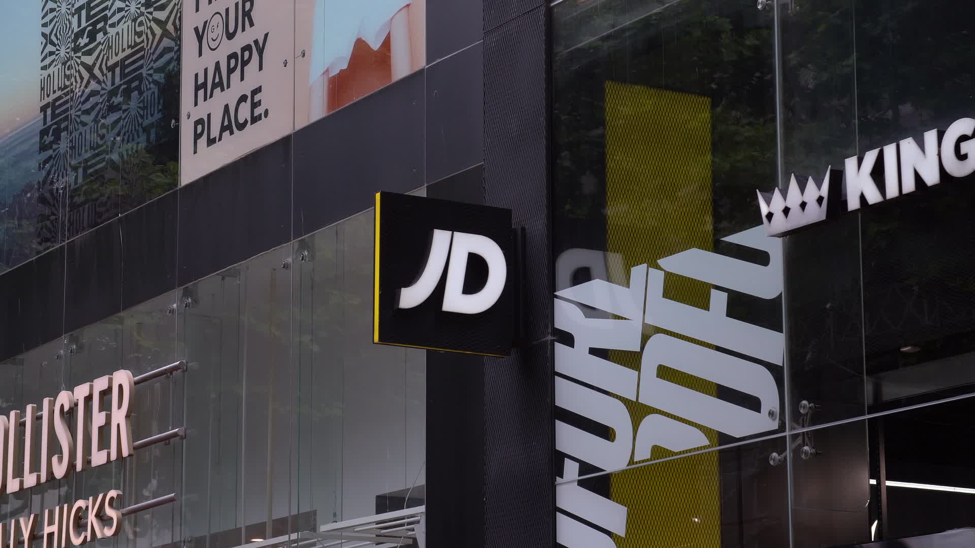 JD Sports Storefront Signage on Urban Street