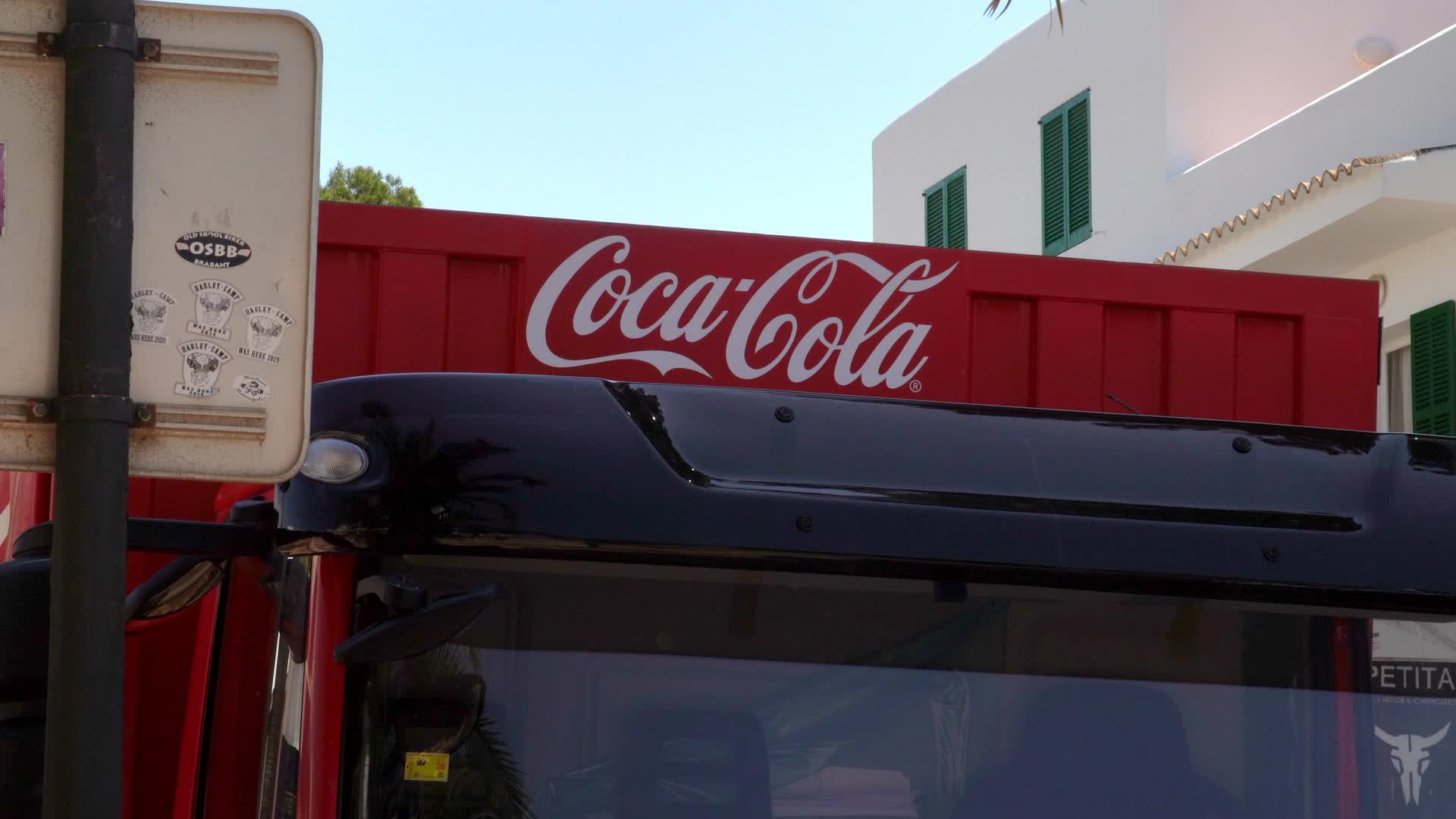 Coca-Cola Truck Parked on Street in Cala d'Or, Mallorca, Spain