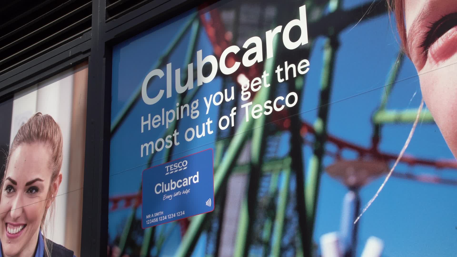 Close-Up of Tesco Clubcard Advertisement in London
