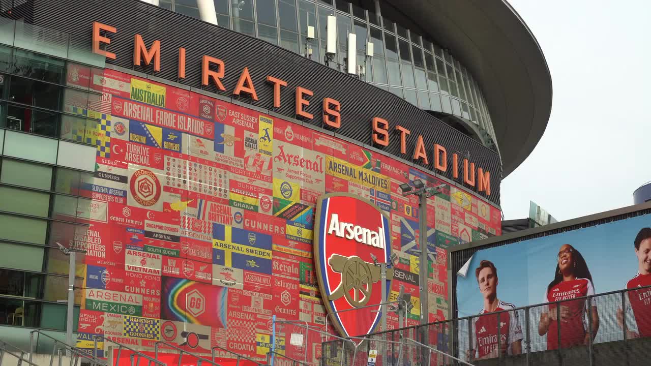 Emirates Stadium Exterior with Arsenal Branding