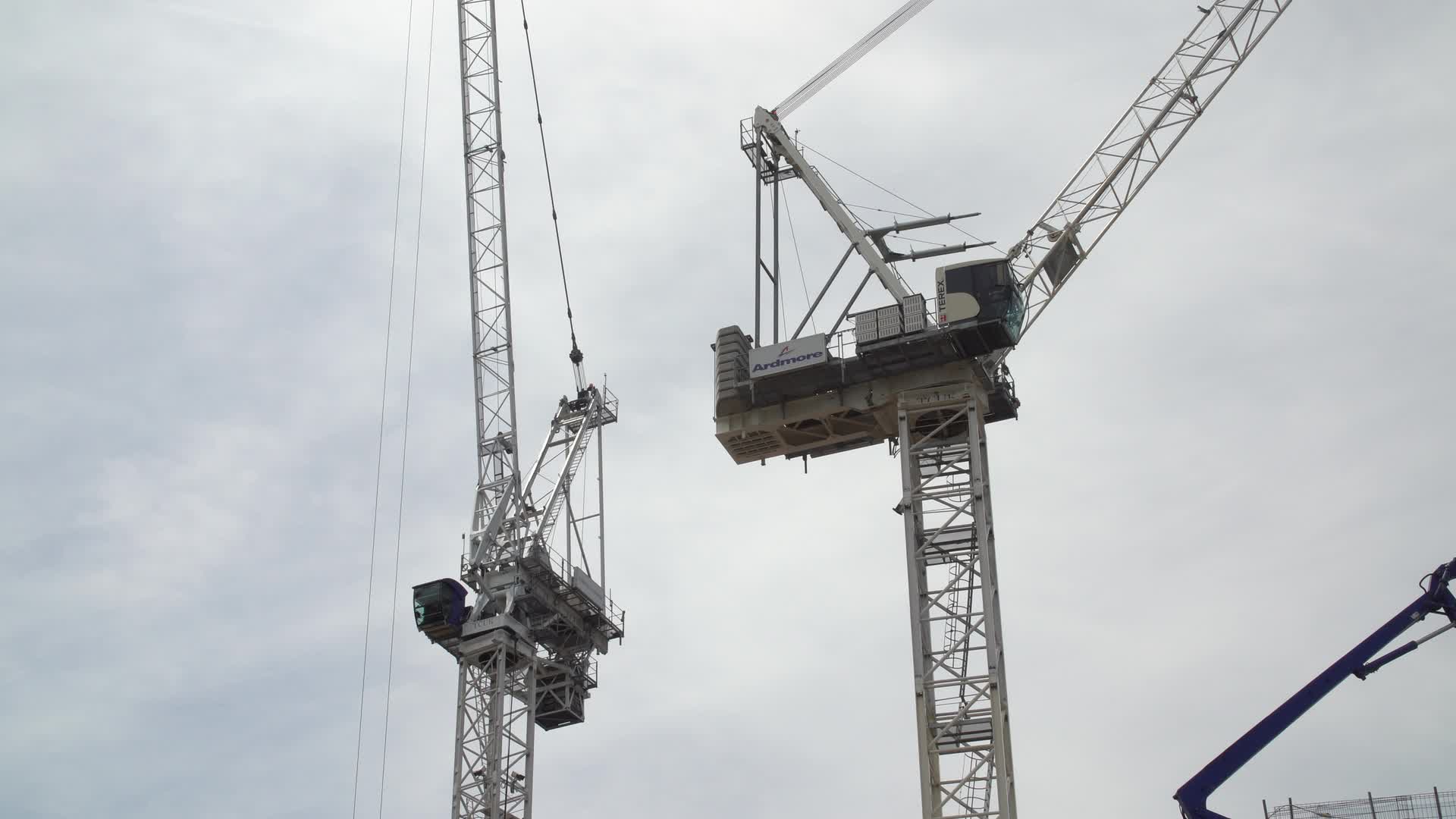 Tower Cranes at Construction Site in London