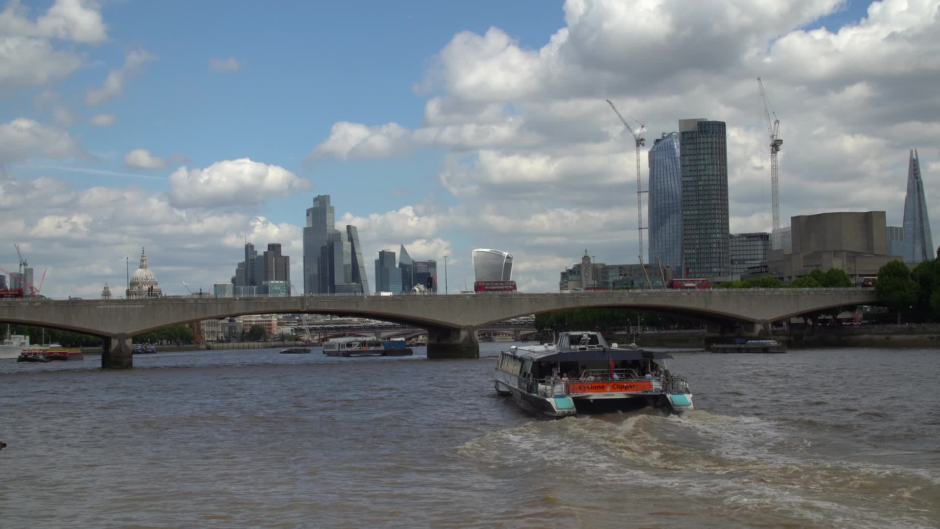 Thames River Scenic View with London Skyline
