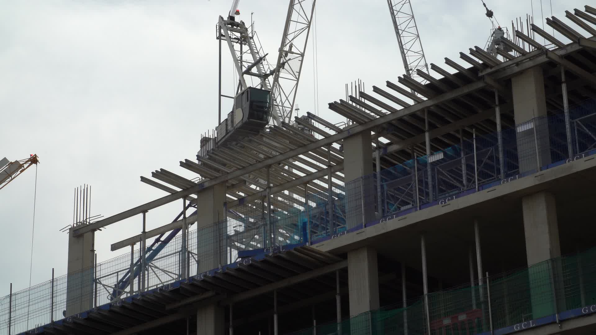 Construction Site with Tower Cranes in London