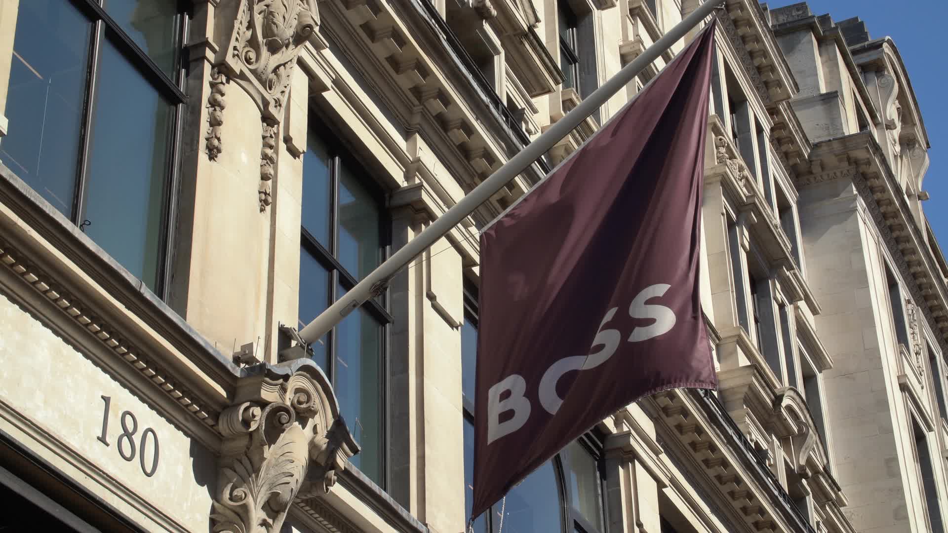 Hugo Boss Storefront with Flag Display