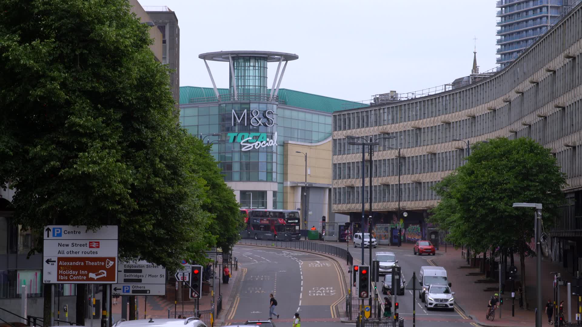 Birmingham City Centre Traffic on a Cloudy Day