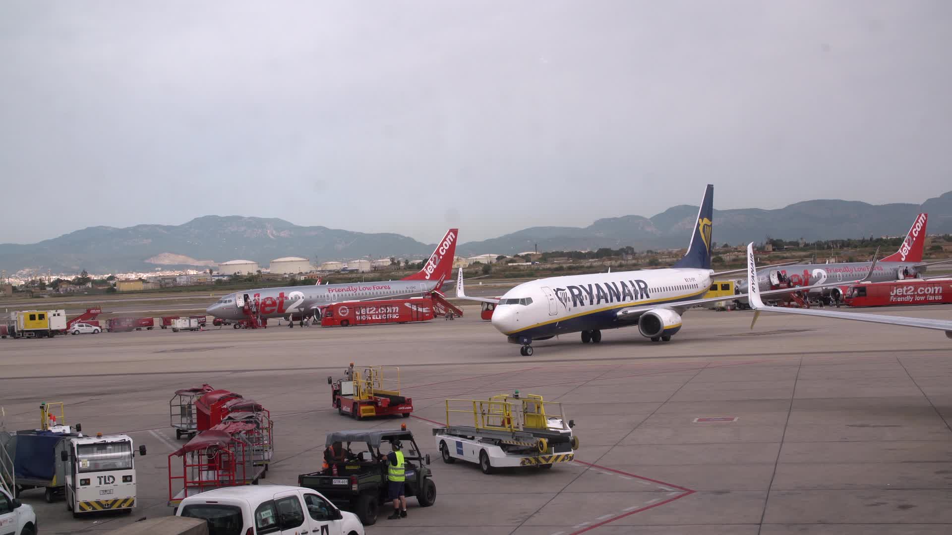 Ryanair and Jet2 Aircraft at Airport