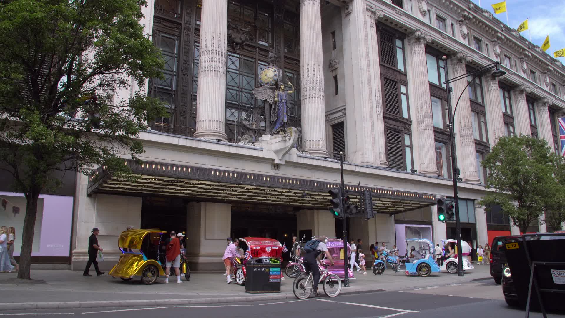 Selfridges London Exterior with Street Activity