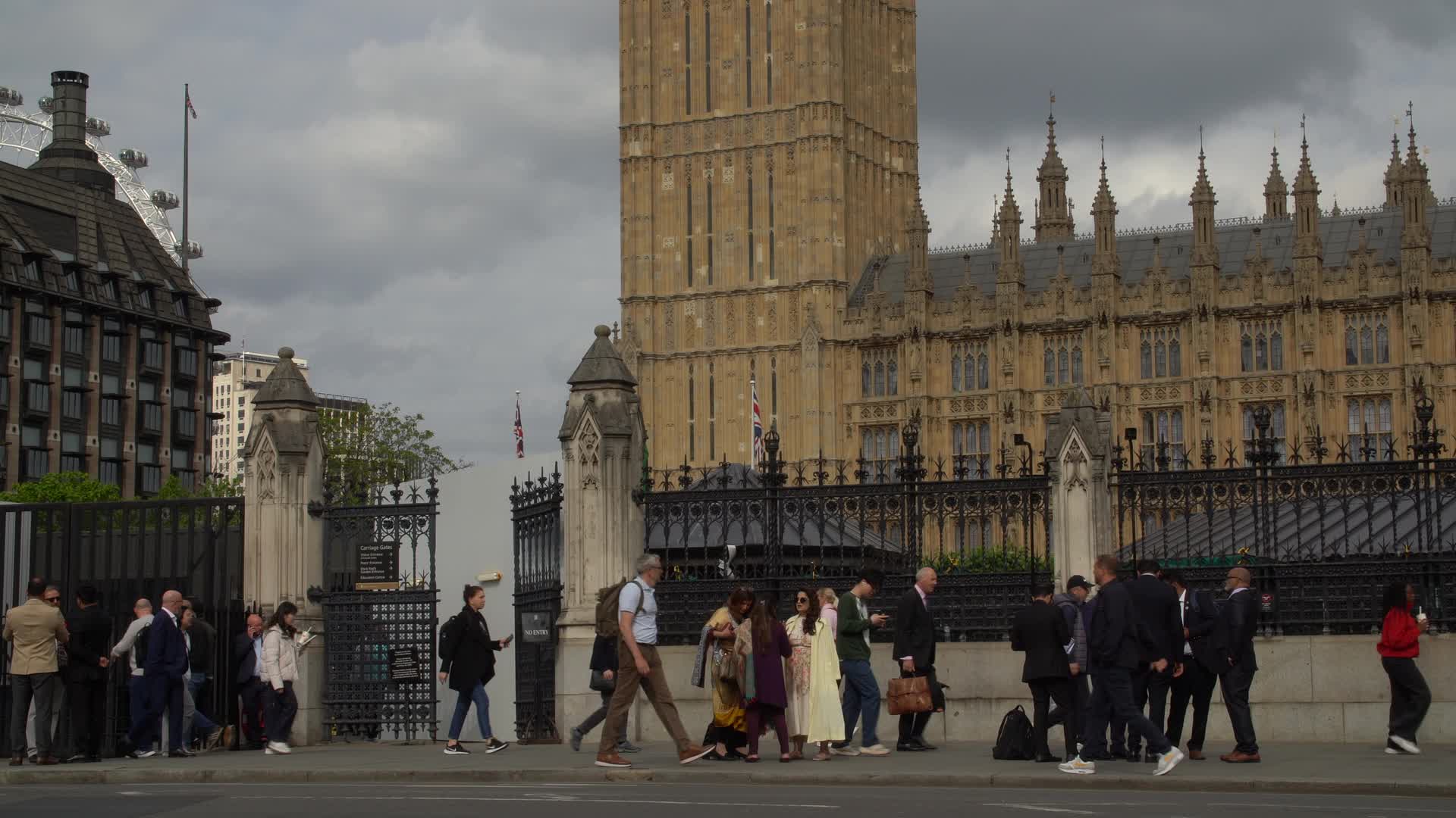 Crowds Outside Westminster Palace, London