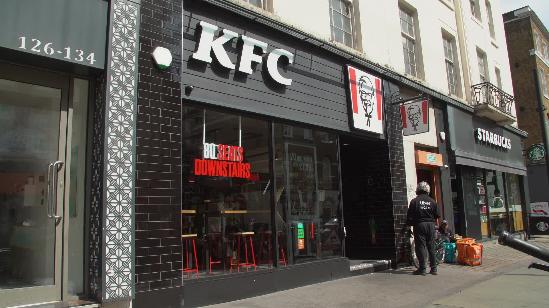 KFC Storefront on Sunny Day in London, UK