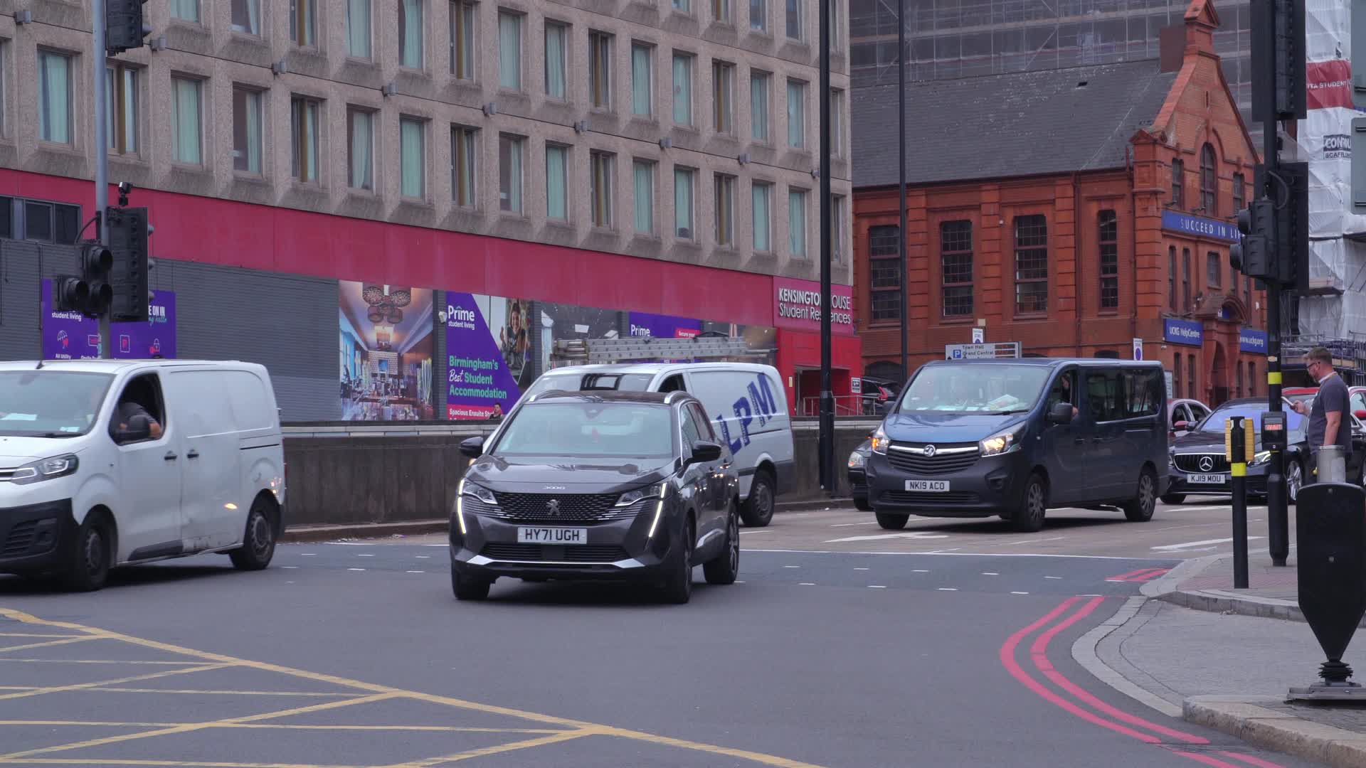 Traffic Scene in City Centre of Birmingham, UK