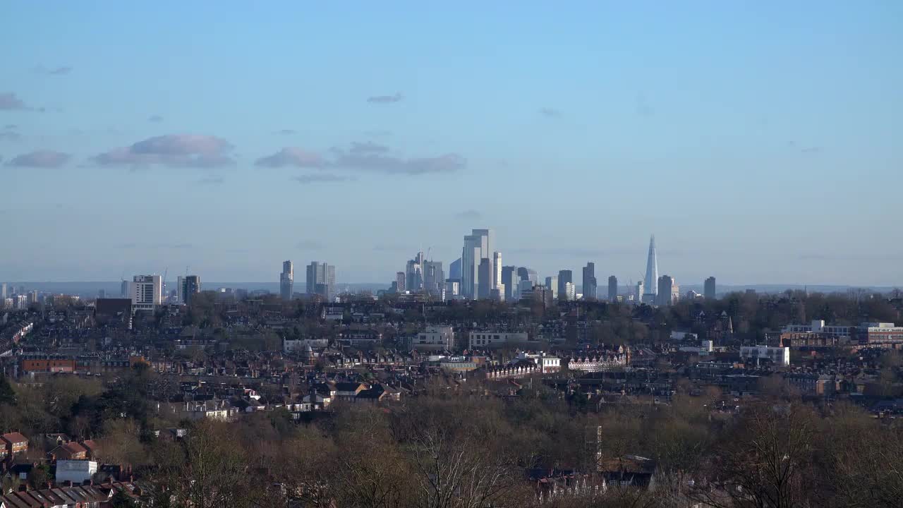 Aerial View of London Skyline on a Clear Day