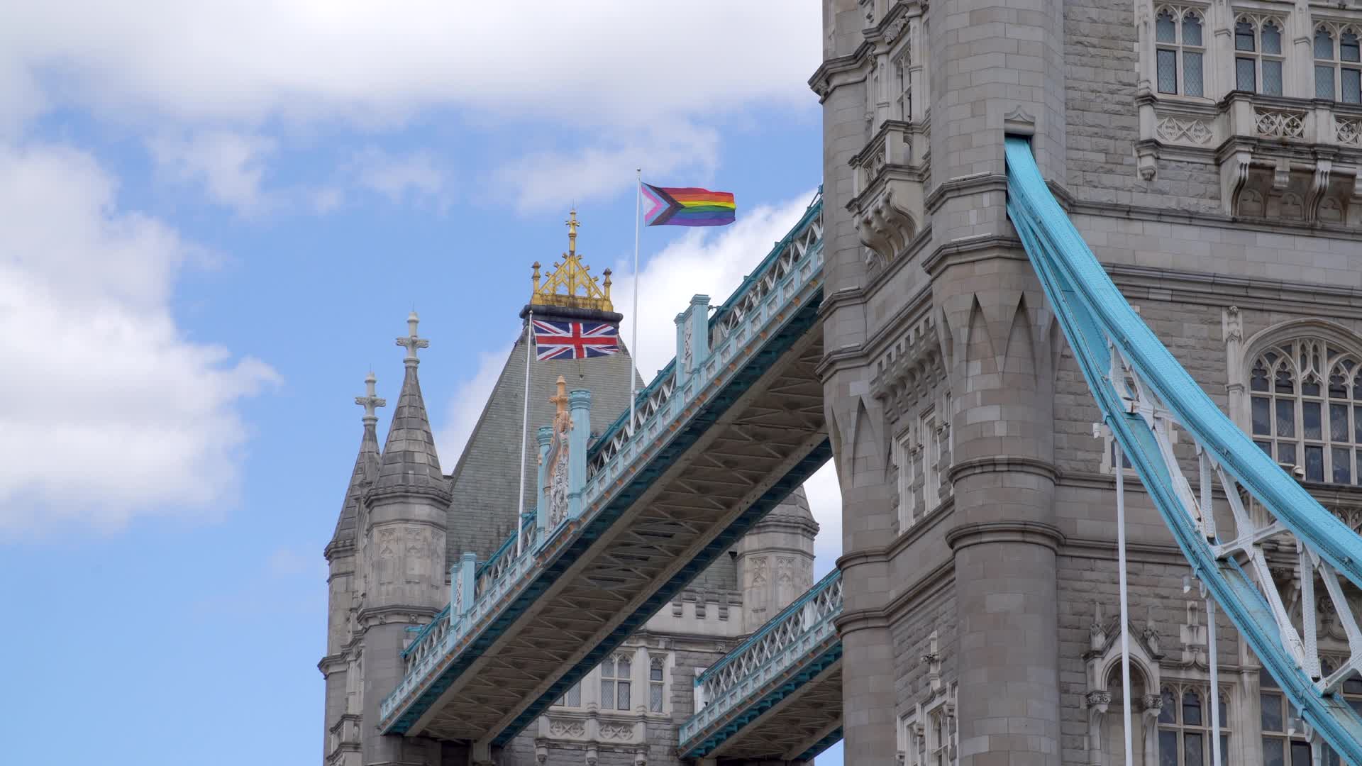 Tower Bridge with Pride and Union Flags