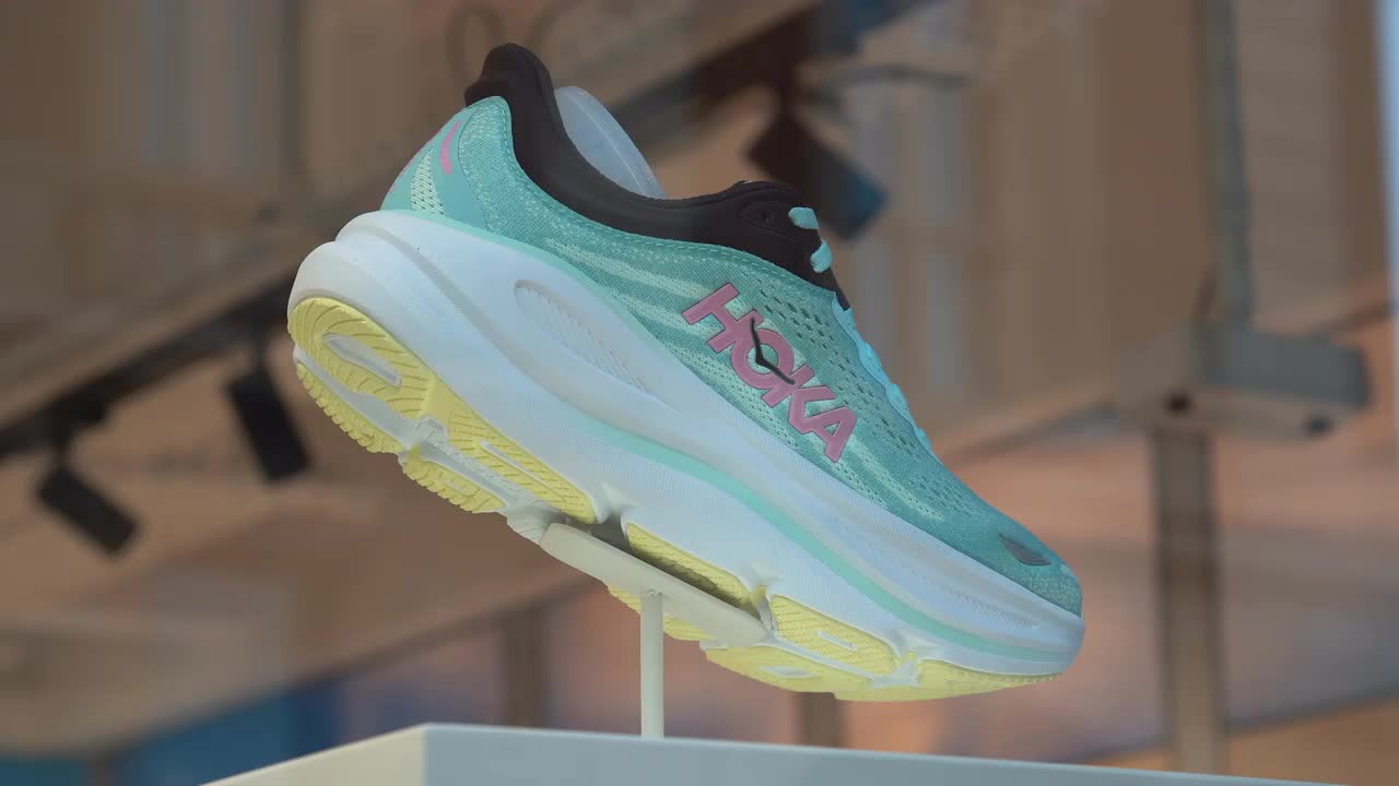 Close-Up of Hoka Athletic Shoe Display