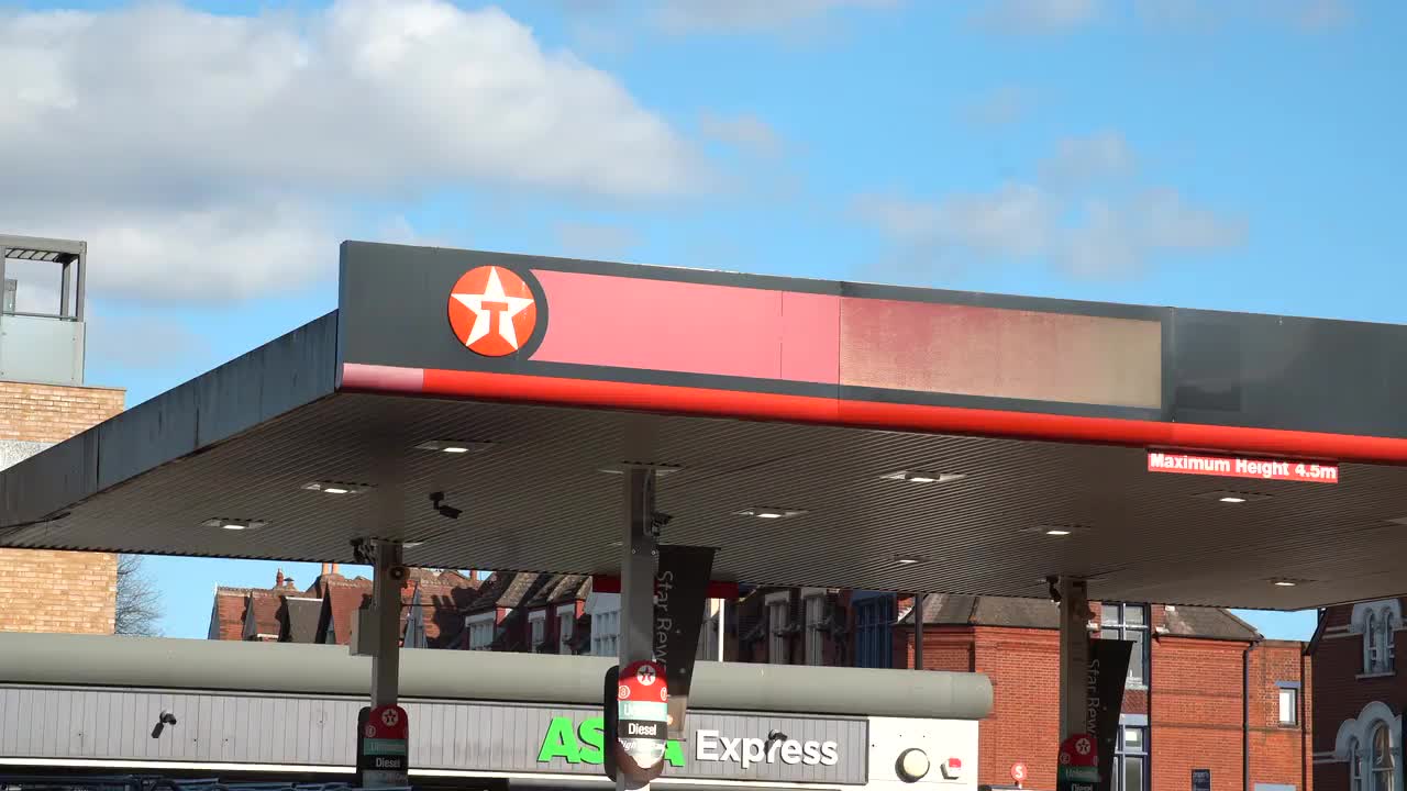 Texaco Gas Station in Urban Setting