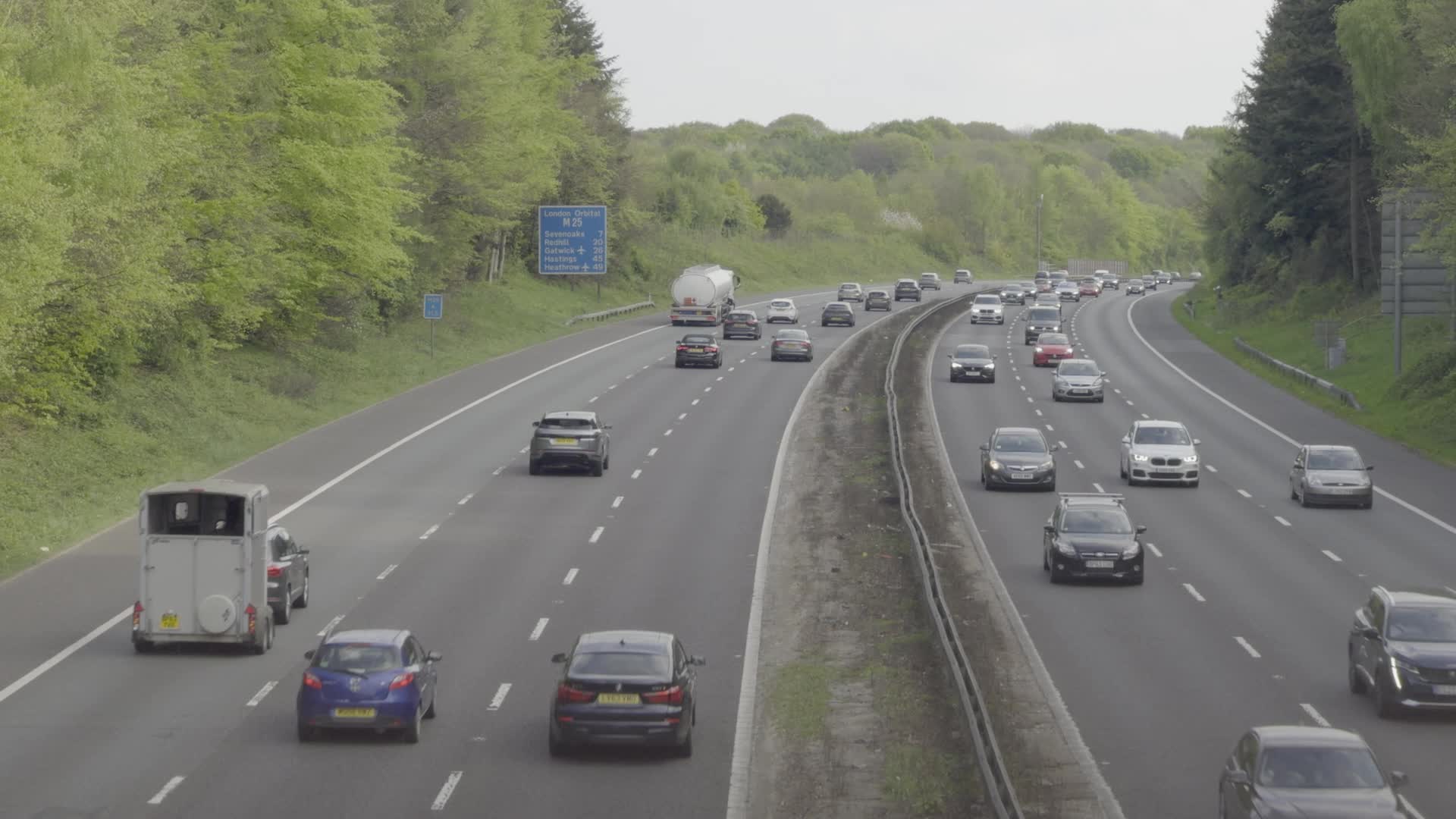 Busy Traffic on M25 in Kent, England