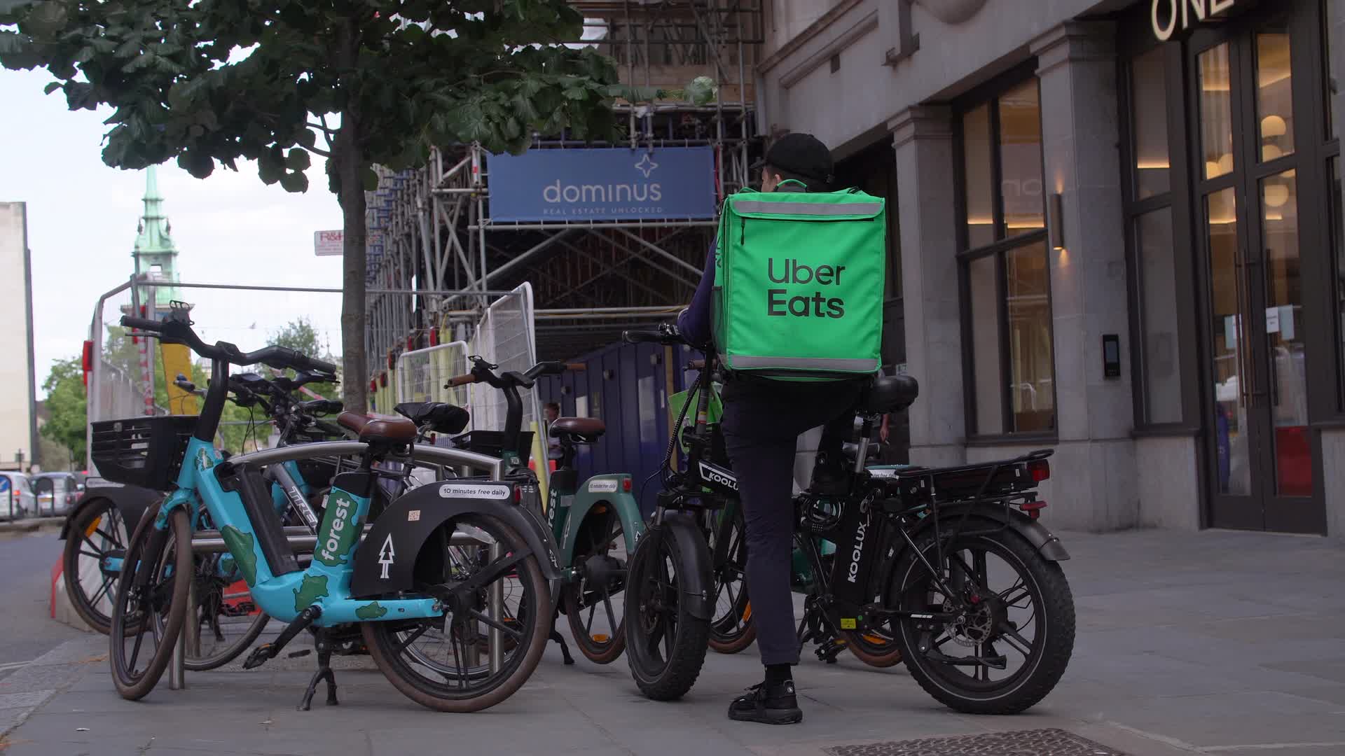 Uber Eats Delivery Biker in Urban Setting