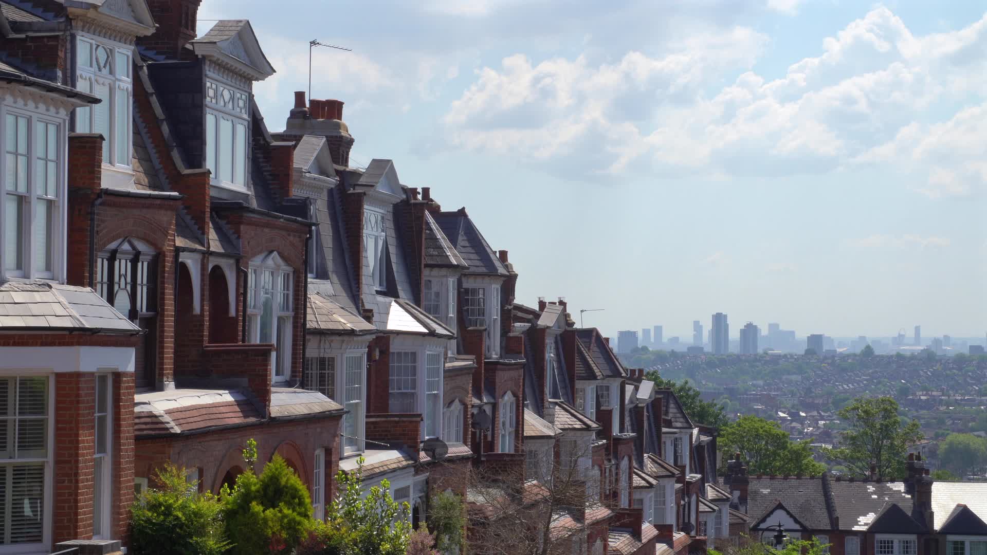 Charming Residential Rooftops Overlooking City Skyline