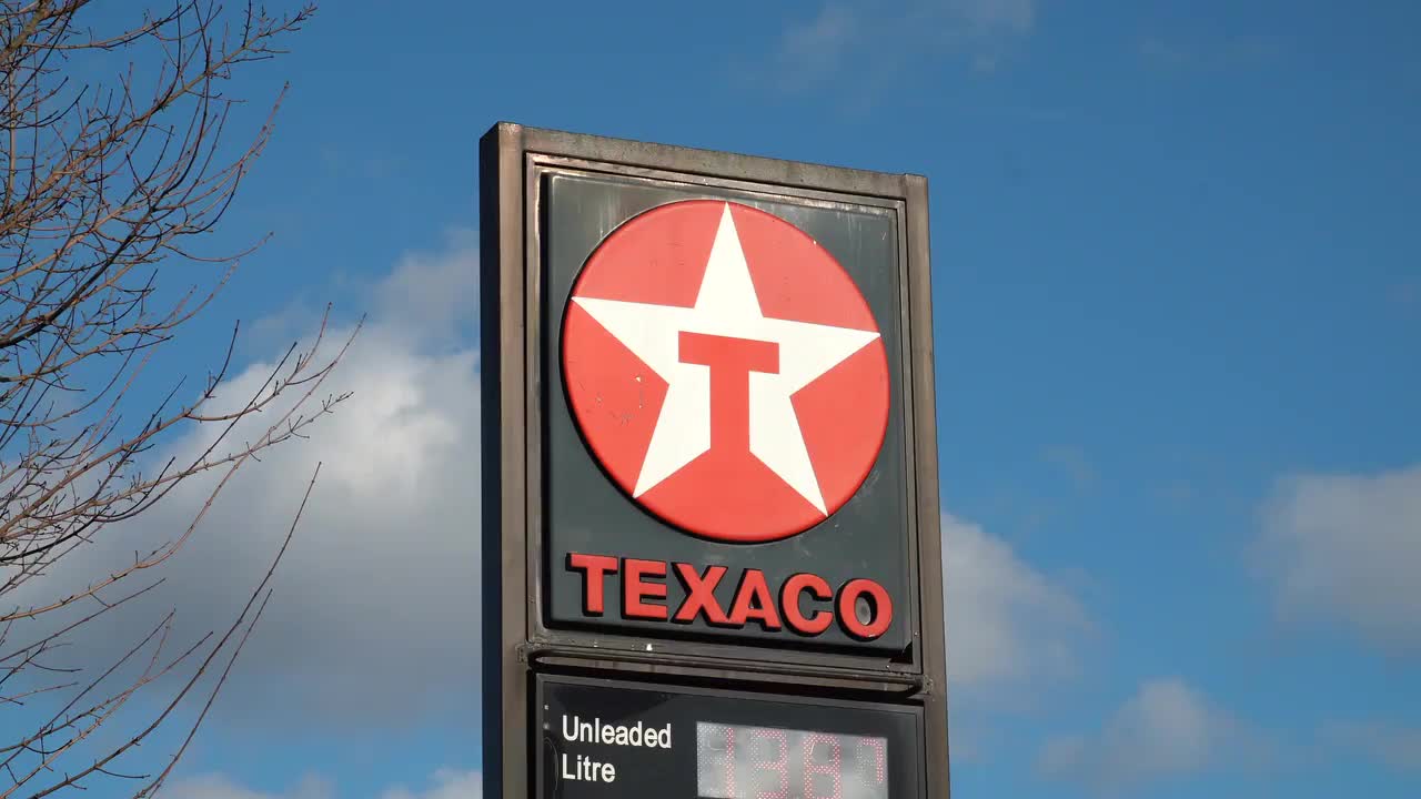 Texaco Gas Station Sign on Clear Day