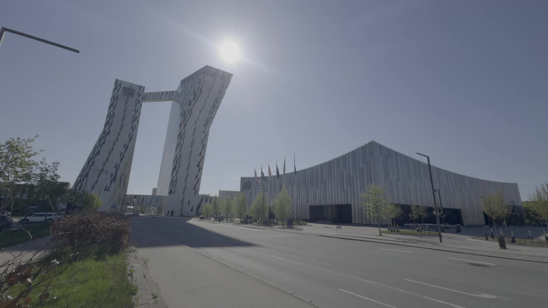 Modern Architecture in Copenhagen Under Clear Blue Sky