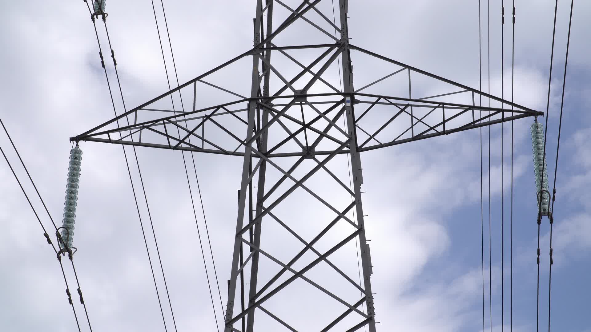 Close-Up of Electrical Pylon and Power Lines in the UK