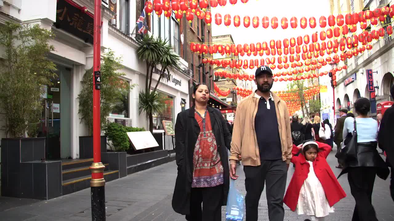 Vibrant Street Scene in Chinatown with Lanterns