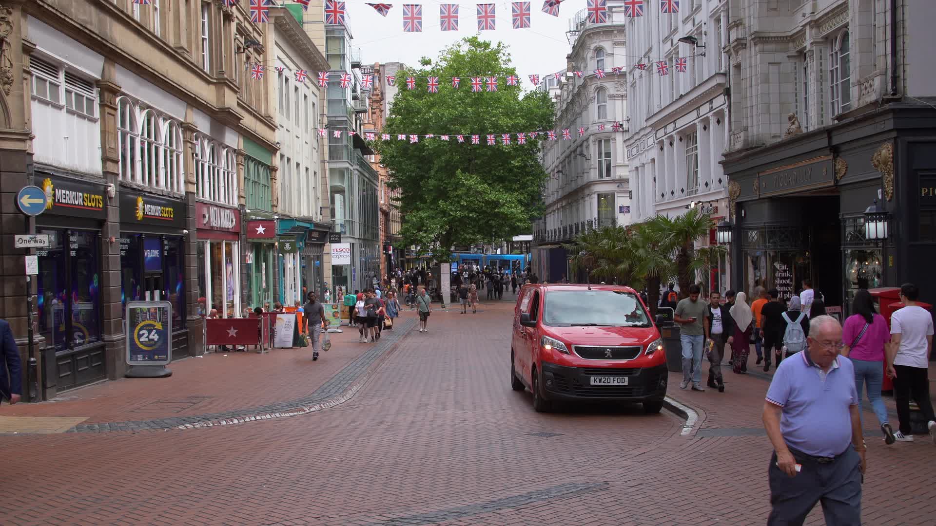 Shopper GVs on New Street in Birmingham, UK