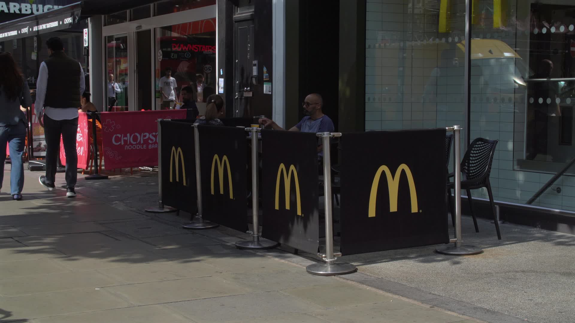 Outdoor Seating at McDonald's on a Sunny Day in the UK