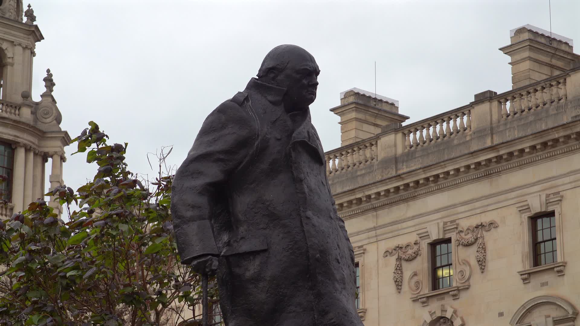 Historic Winston Churchill Statue in Westminster, London, UK