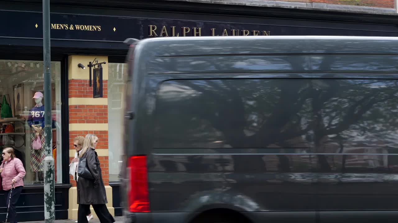 Ralph Lauren Storefront and Street Activity in London