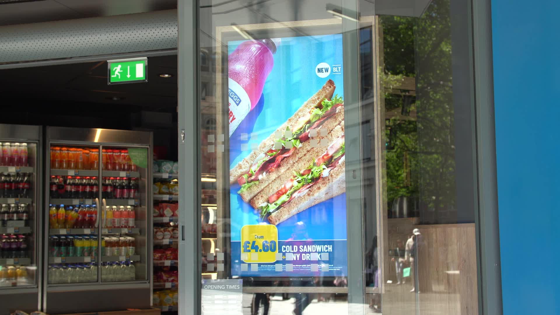 Greggs Storefront with BLT Sandwich Advertisement