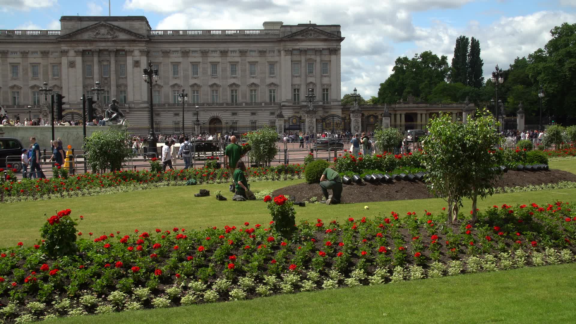 Gardening and Tourist Activities at Buckingham Palace