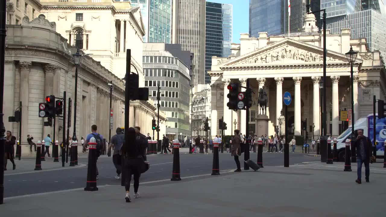 Busy London Street Scene with Ocado Delivery Van