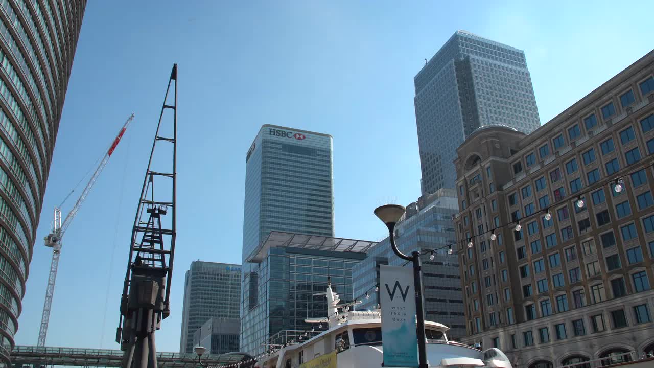Canary Wharf Skyline Featuring HSBC Tower and West India Quay