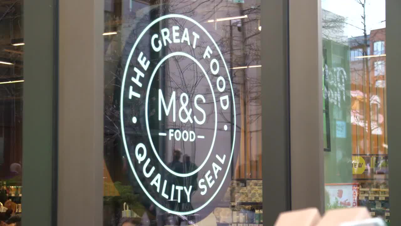 Exterior View of M&S Food Store Branding