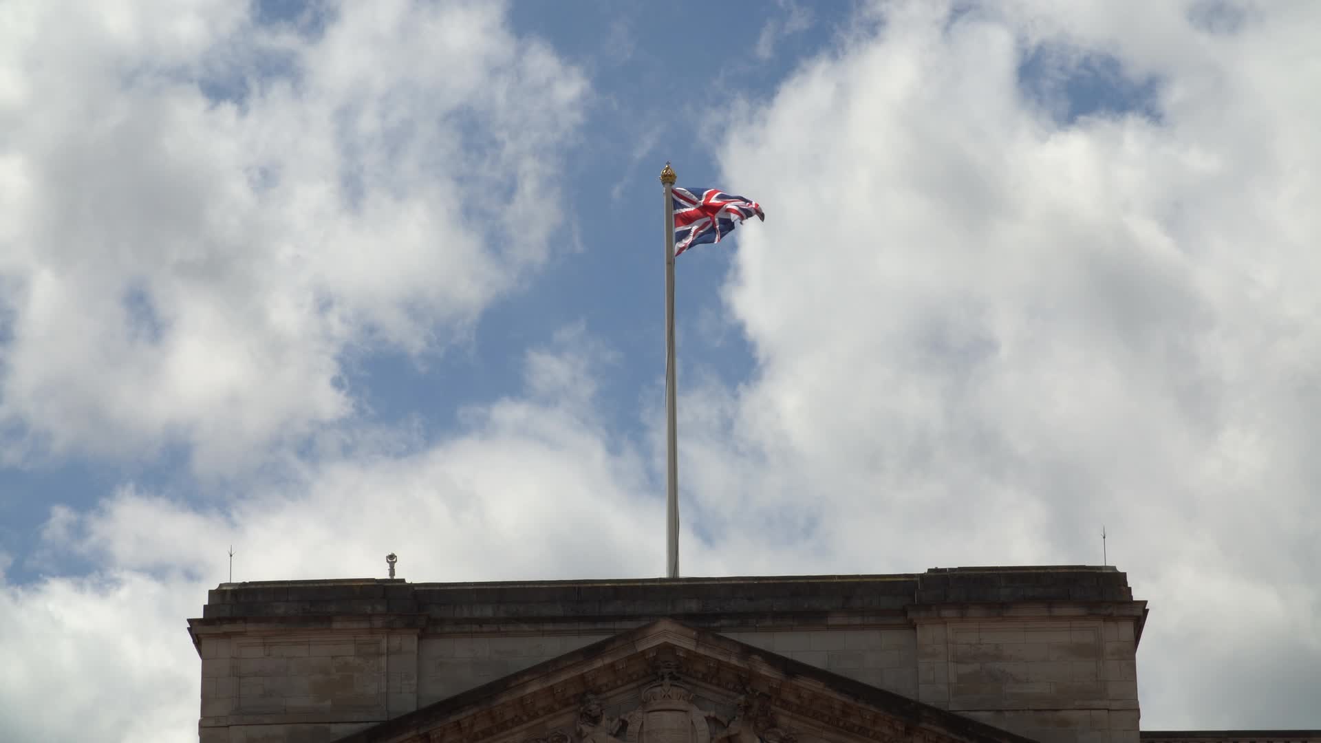 Union Jack Flag Above Buckingham Palace