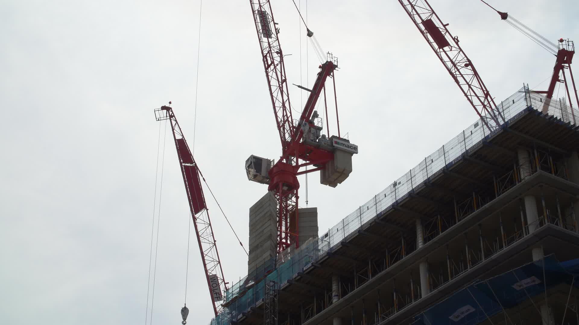 Construction Site with Cranes in London, UK