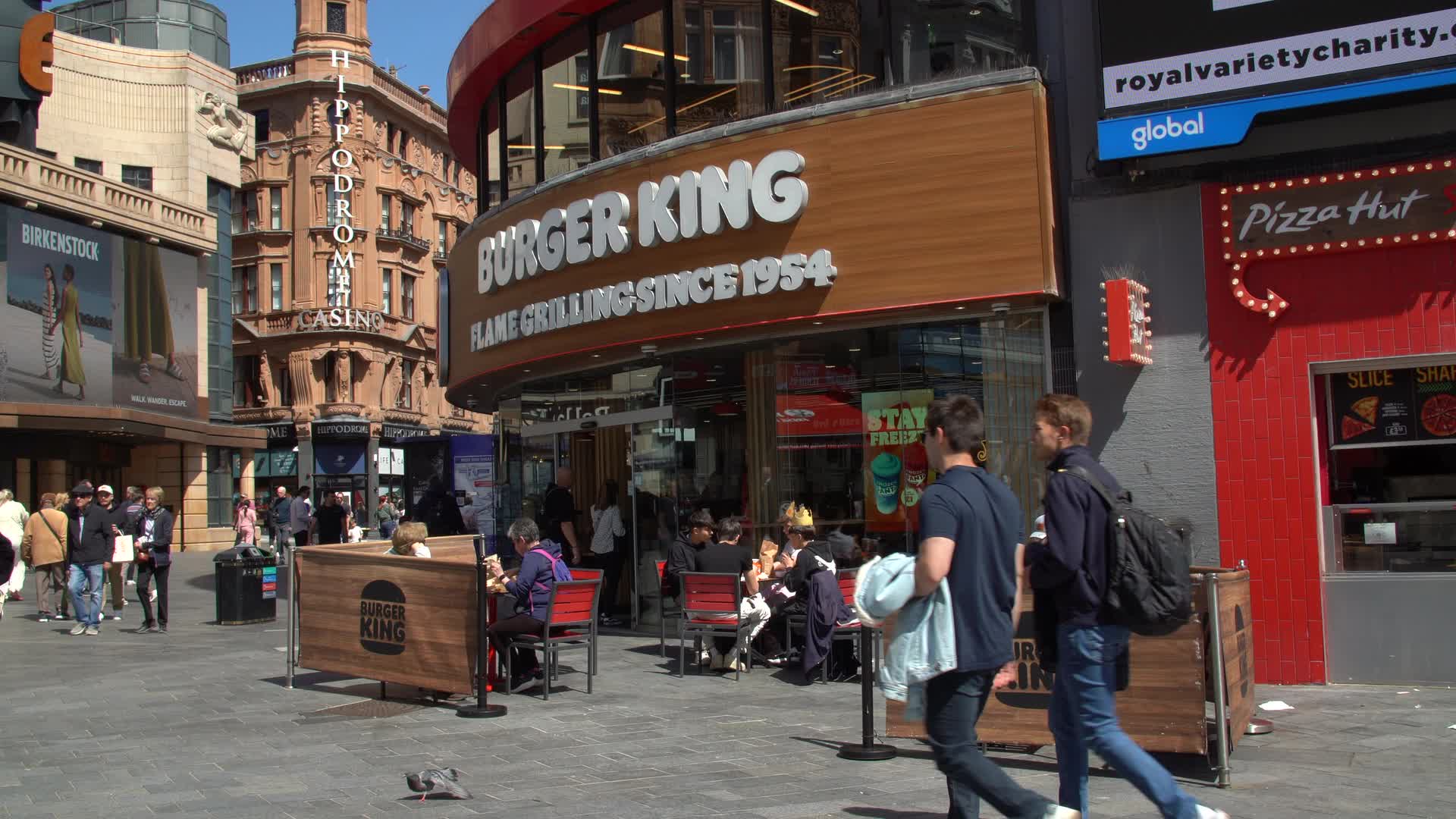 Busy Urban Scene at Burger King in Leicester Square